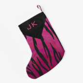 Monogram Tiger Hot Pink en Black Print Pattern Kleine Kerstsok (Achterkant (Hangend))