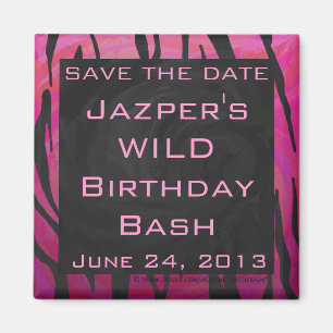 Monogram Tiger Hot Pink en Black Print Pattern Magneet