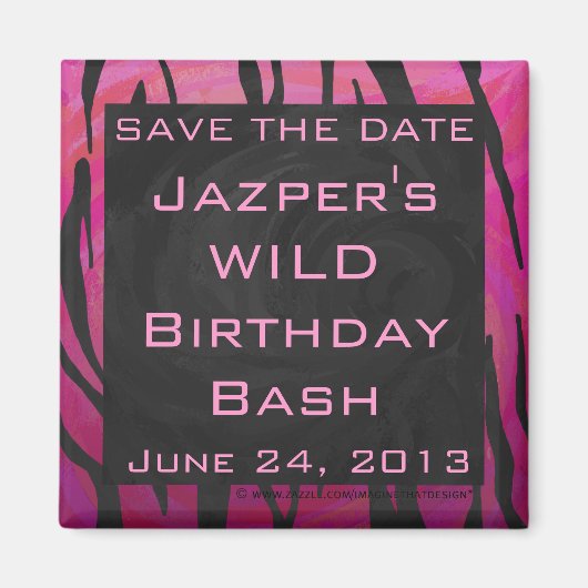 Monogram Tiger Hot Pink en Black Print Pattern Magneet (Voorkant)