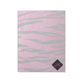 Monogram Tiger Hot Pink en Black Print Pattern Notitieblok (Linkerzijde)