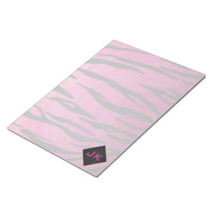 Monogram Tiger Hot Pink en Black Print Pattern Notitieblok