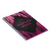 Monogram Tiger Hot Pink en Black Print Pattern Notitieboek (Rechterzijde)