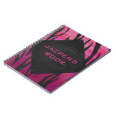 Monogram Tiger Hot Pink en Black Print Pattern Notitieboek (Linkerzijde)
