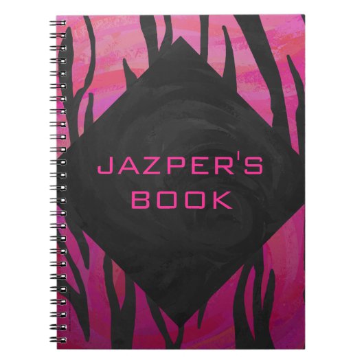 Monogram Tiger Hot Pink en Black Print Pattern Notitieboek (Voorkant)