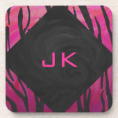 Monogram Tiger Hot Pink en Black Print Pattern Onderzetter (Voorkant)
