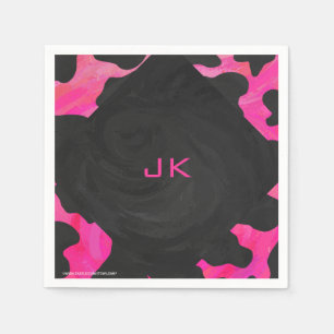 Monogram Tiger Hot Pink en Black Print Pattern Servetten