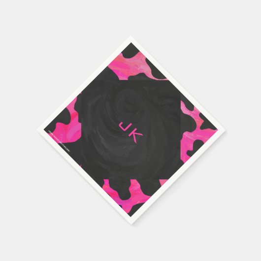 Monogram Tiger Hot Pink en Black Print Pattern Servetten (Hoek)