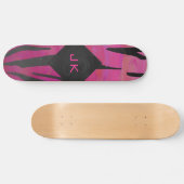 Monogram Tiger Hot Pink en Black Print Pattern Skateboard (Horizontaal)