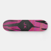 Monogram Tiger Hot Pink en Black Print Pattern Skateboard (Horizontaal)