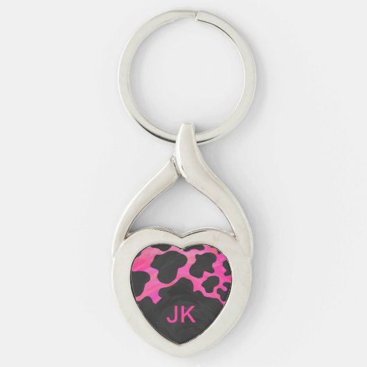 Monogram Tiger Hot Pink en Black Print Pattern Sleutelhanger (Voorkant)