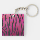 Monogram Tiger Hot Pink en Black Print Pattern Sleutelhanger (Achterkant)