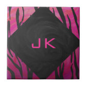Monogram Tiger Hot Pink en Black Print Pattern Tegeltje (Voorkant)