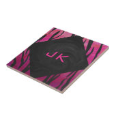 Monogram Tiger Hot Pink en Black Print Pattern Tegeltje (Zijkant)