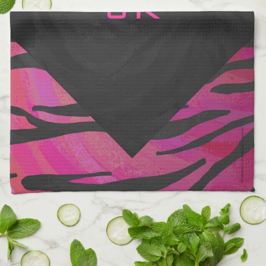 Monogram Tiger Hot Pink en Black Print Pattern Theedoek (Gevouwen)