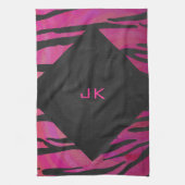 Monogram Tiger Hot Pink en Black Print Pattern Theedoek (Verticaal)
