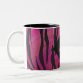 Monogram Tiger Hot Pink en Black Print Pattern Tweekleurige Koffiemok (Links)