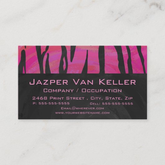Monogram Tiger Hot Pink en Black Print Pattern Visitekaartje (Voorkant)