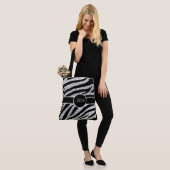 Monogram Tiger Stripe Zilveren Glitter Sparkle Gir Tote Bag (Op model)