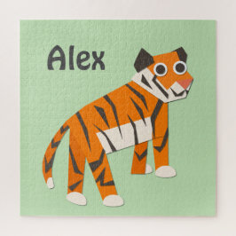 Monogram  tijger oranje Licht groen Legpuzzel
