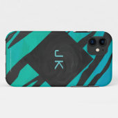 Monogram tijger - zwart en Blauwgroen afdrukpatroo Case-Mate iPhone Case (Achterkant (horizontaal))