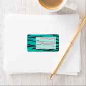 Monogram tijger - zwart en Blauwgroen afdrukpatroo Etiket (Insitu)