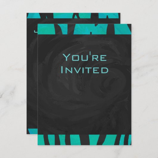 Monogram tijger - zwart en Blauwgroen afdrukpatroo Kaart (Voorkant / Achterkant)