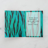 Monogram tijger - zwart en Blauwgroen afdrukpatroo Kaart (Binnen)