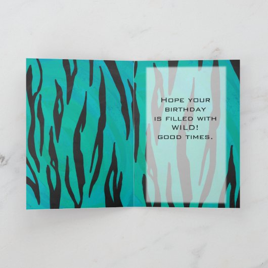 Monogram tijger - zwart en Blauwgroen afdrukpatroo Kaart (Binnen)