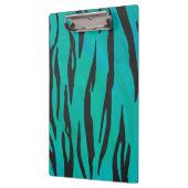 Monogram tijger - zwart en Blauwgroen afdrukpatroo Klembord (Links)
