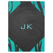 Monogram tijger - zwart en Blauwgroen afdrukpatroo Klembord (Achterkant)