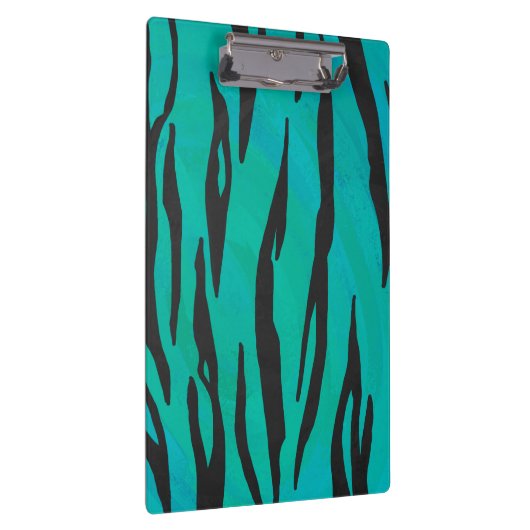 Monogram tijger - zwart en Blauwgroen afdrukpatroo Klembord (Rechts)