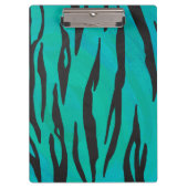 Monogram tijger - zwart en Blauwgroen afdrukpatroo Klembord (Voorkant)