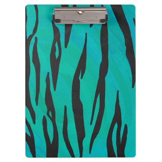 Monogram tijger - zwart en Blauwgroen afdrukpatroo Klembord (Voorkant)