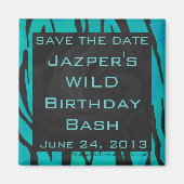 Monogram tijger - zwart en Blauwgroen afdrukpatroo Magneet (Voorkant)