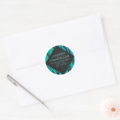 Monogram tijger - zwart en Blauwgroen afdrukpatroo Ronde Sticker (Envelop)