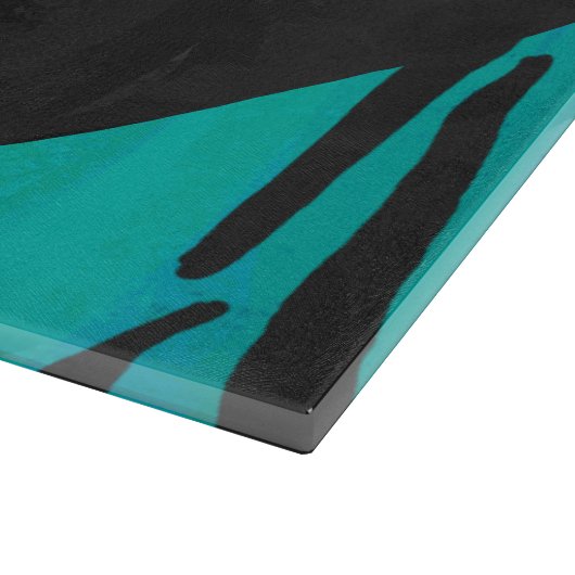 Monogram tijger - zwart en Blauwgroen afdrukpatroo Snijplank (Hoek)