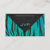 Monogram tijger - zwart en Blauwgroen afdrukpatroo Visitekaartje (Achterkant)