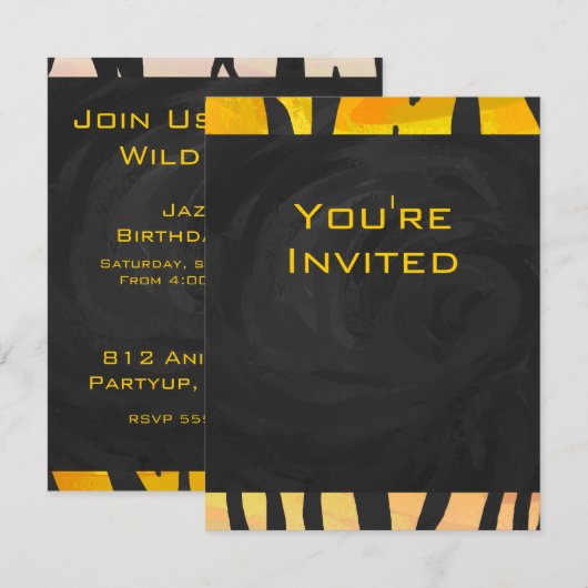 Monogram tijger zwart en Oranje printpatroon Kaart (Voorkant / Achterkant)