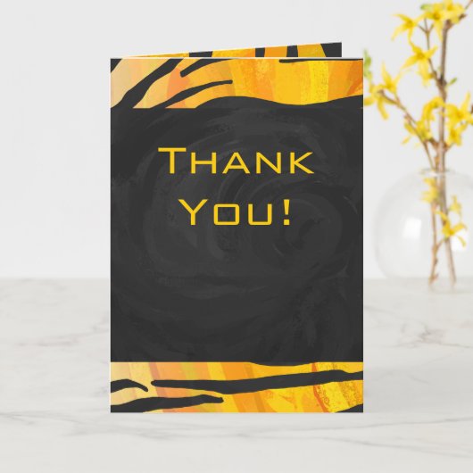 Monogram tijger zwart en Oranje printpatroon Kaart (Gele Bloem)