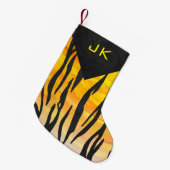 Monogram tijger zwart en Oranje printpatroon Kleine Kerstsok (Voorkant (Hangend))