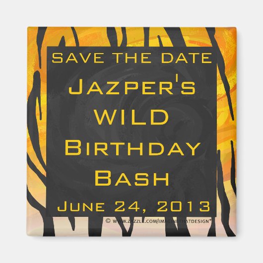 Monogram tijger zwart en Oranje printpatroon Magneet (Voorkant)