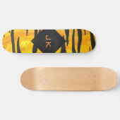 Monogram tijger zwart en Oranje printpatroon Persoonlijk Skateboard (Horizontaal)