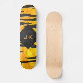 Monogram tijger zwart en Oranje printpatroon Persoonlijk Skateboard (Voorkant)