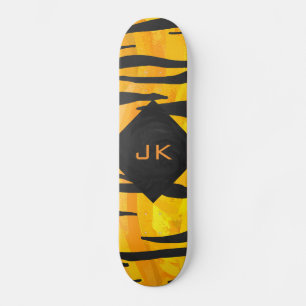 Monogram tijger zwart en Oranje printpatroon Persoonlijk Skateboard