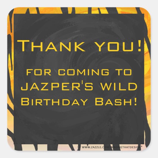 Monogram tijger zwart en Oranje printpatroon Vierkante Sticker (Voorkant)