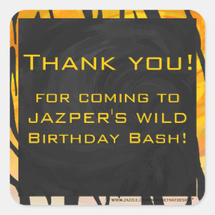 Monogram tijger zwart en Oranje printpatroon Vierkante Sticker