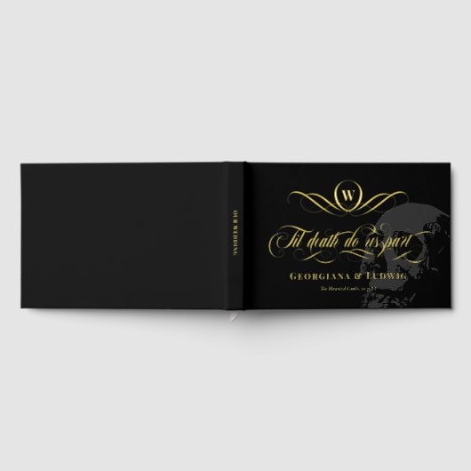 Monogram Til Death Do Us Part Skull Gothic Wedding Gastenboek (Volledig)