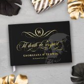 Monogram Til Death Do Us Part Skull Gothic Wedding Gastenboek