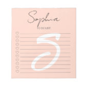 Monogram To Do Lijst Hand Script Roze Notitieblok (Voorkant)