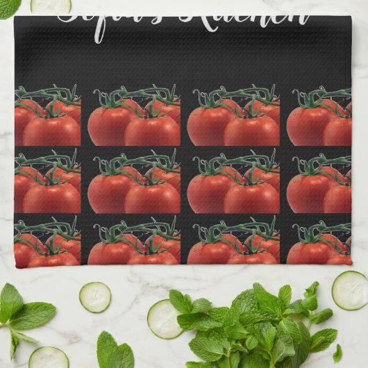 Monogram Tomato Pattern Kitchen Hand Towel Theedoek (Gevouwen)